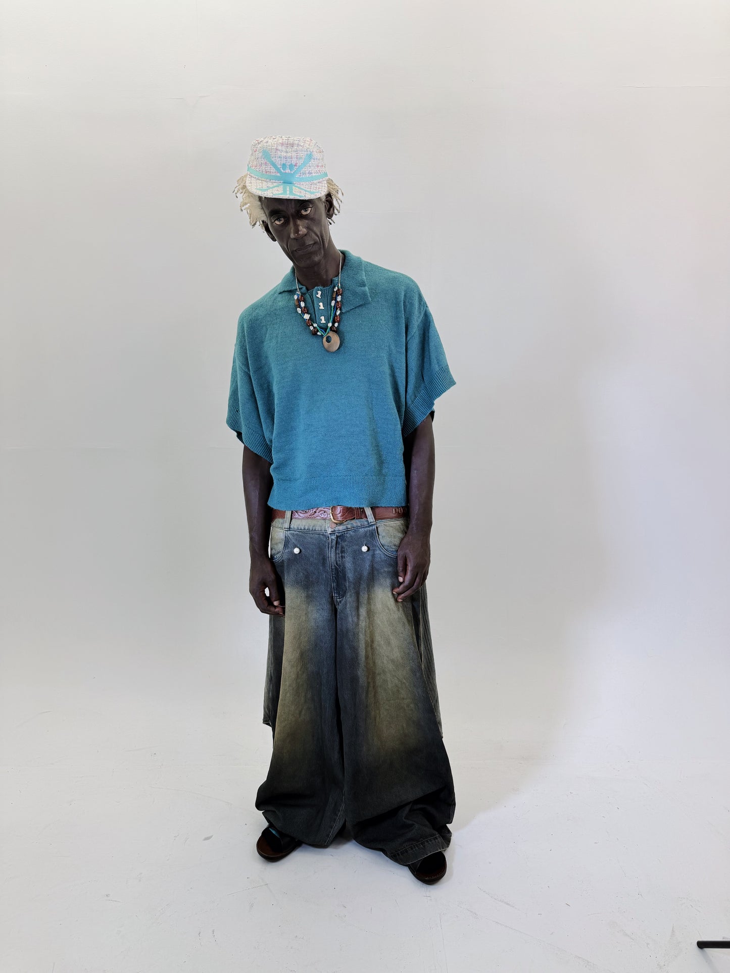 010BLUE MOHAIR POLO